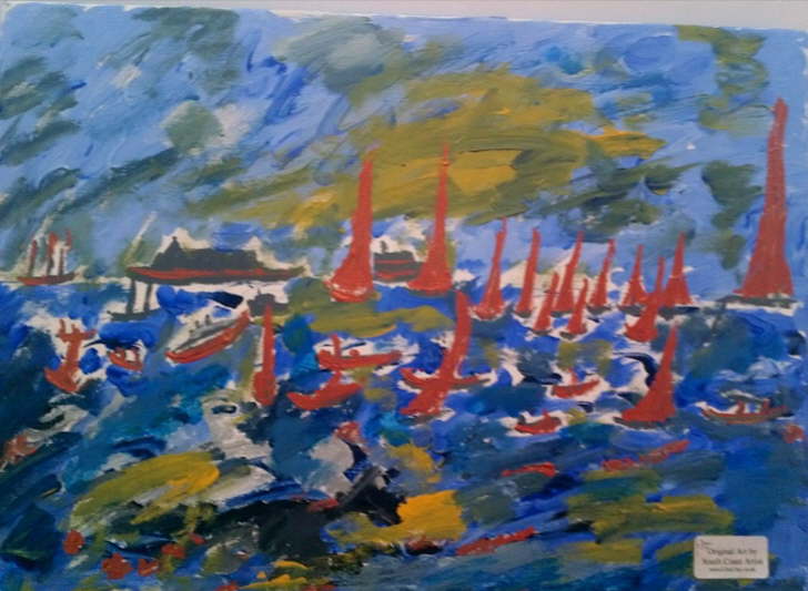 Acrylic on canvas 300*400mm Solent Sail 2 35 Unfinished