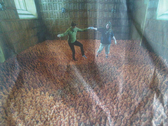 The National Trusts Barrington Court in Somerset. Anthony Gromley's work of 40,000 terracotta figures has transformed the floor. The artwork is entitled Field for the British Isles. In the Sunday Times 29th April 2012